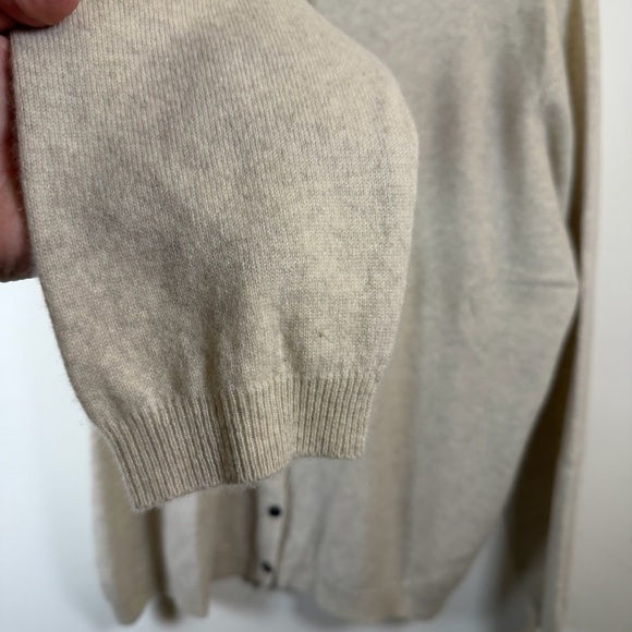 VTG Croft & Barrow 100% Cashmere Classic Cardigan Cream Womens Size L Cozy Soft - Picture 6 of 6